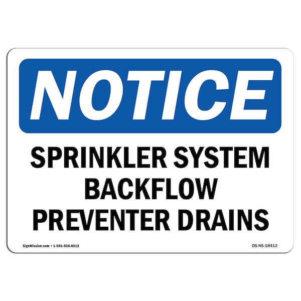 OSHA, Sprinkler System Backflow Preventer Drains, 18in X 12in Rigid Plastic, 12" W, 18" L, Landscape